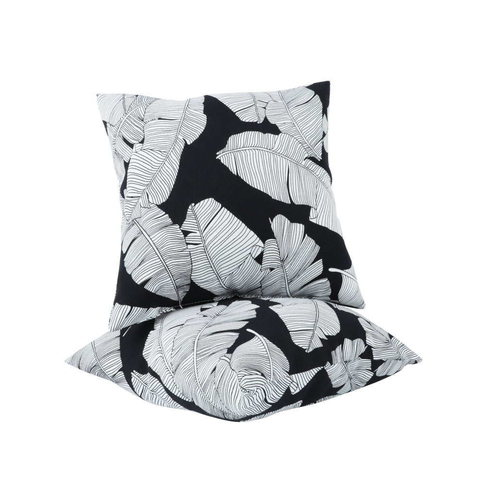 2 Pack Outdoor Throw Pillows, Waterproof & Fade-Resistant Patio Cushions for Garden, Porch, Poolside Furniture - Soft & Comfortable Decorative Pillow Covers (18x18 Inch,Black Leaf )