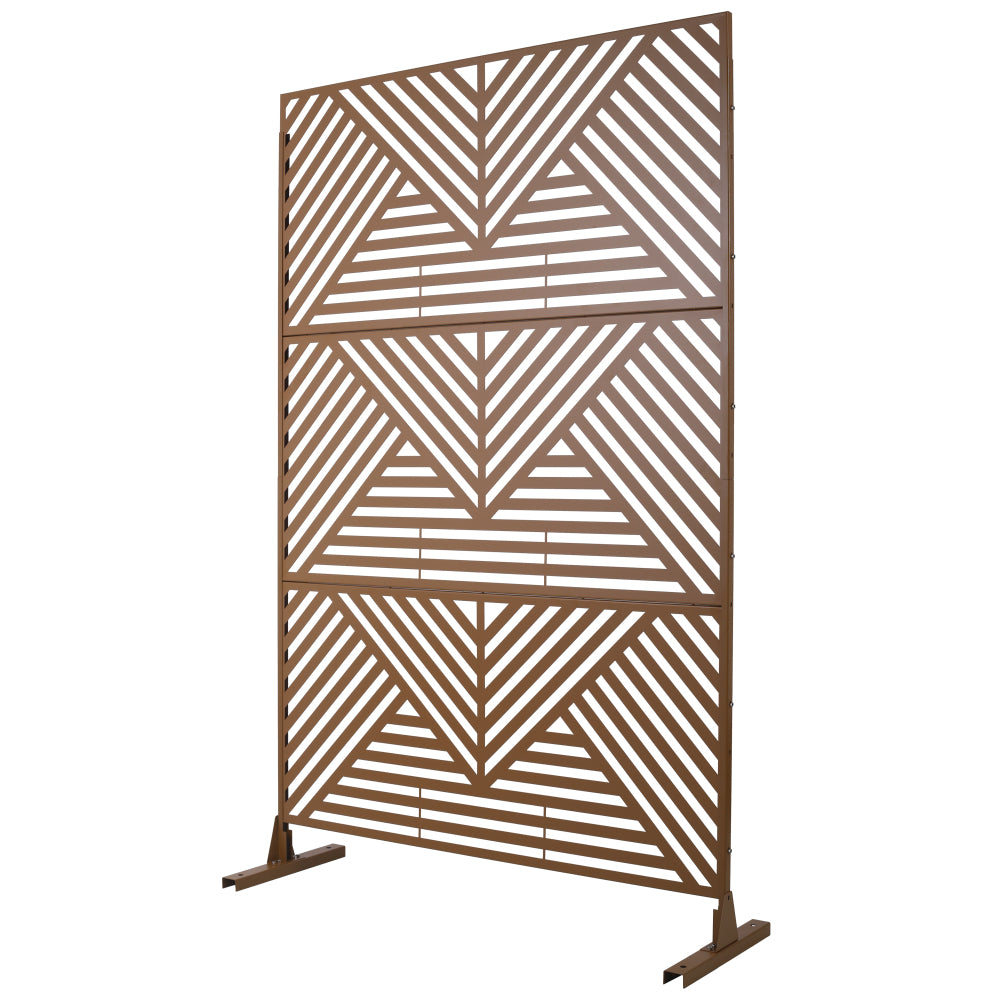 Outdoor & Indoor Privacy Screen Metal Privacy Screen 76" H×48" W, Freestanding Decorative Privacy Screen for Deck Balcony Patio, Privacy Fence Panels for Outside Lawn Garden PS101 BROWN