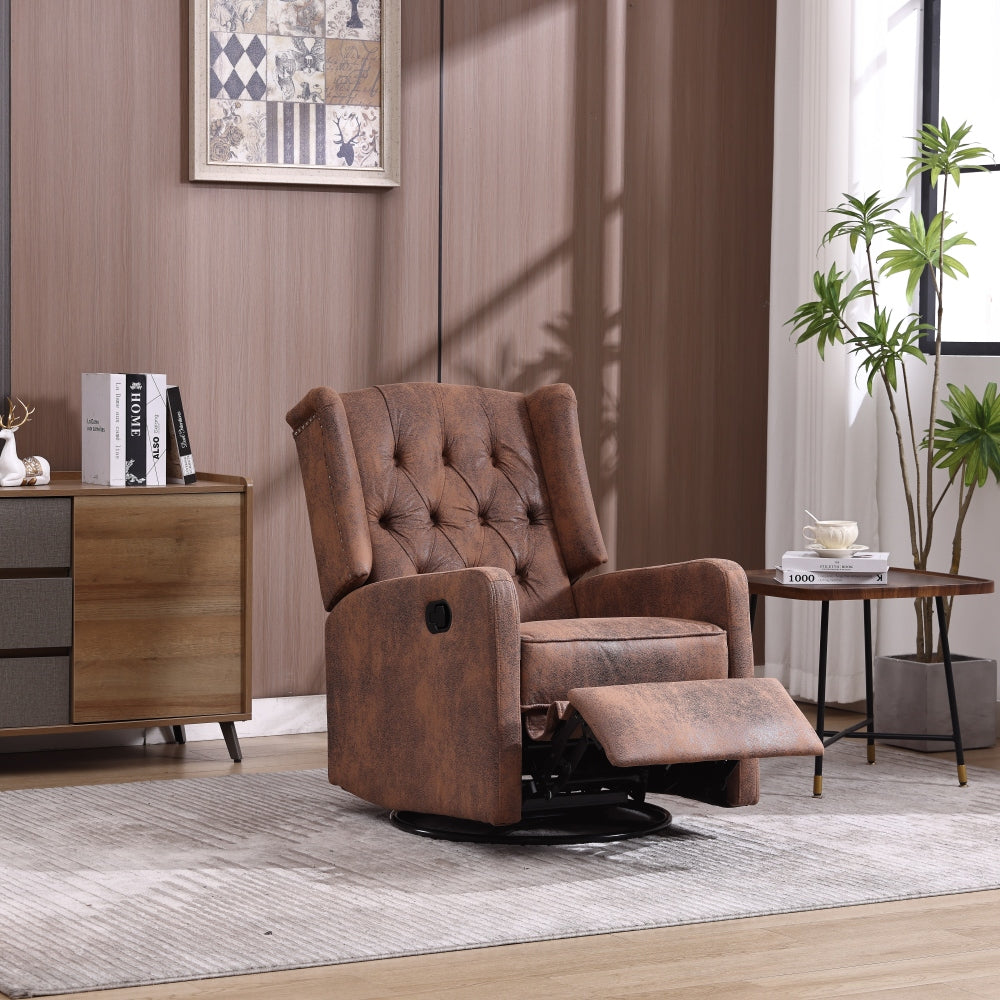 COOLMORE Rocking Recliner Chair,360 Degree Swivel Nursery Rocking Chair,Glider Chair,Modern Small Rocking Swivel Recliner Chair for Bedroom,Living Room Chair Home Theater Seat (Beige)