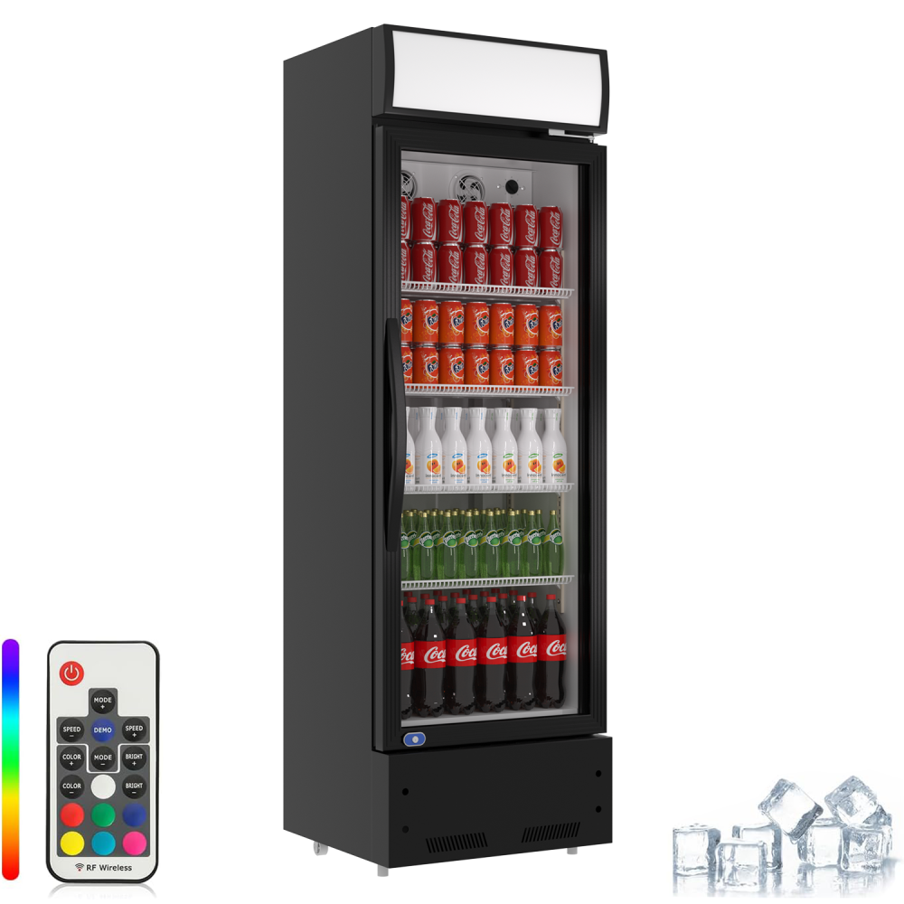 Commercial Glass Door Refrigerator, Single Glass Door Retail Merchandiser Cooler, 8.0 Cubic Ft., ETL Approved, Black