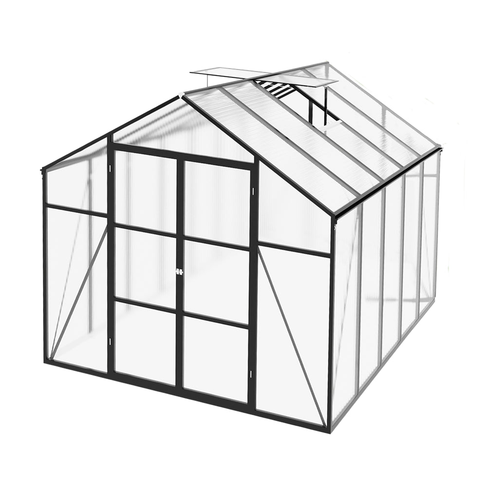 Newly Design Aluminum Frame greenhouse 8x10 FT Polycarbonate Greenhouse Heavy Duty Walk-in Greenhouses for Garden Backyard in All Season