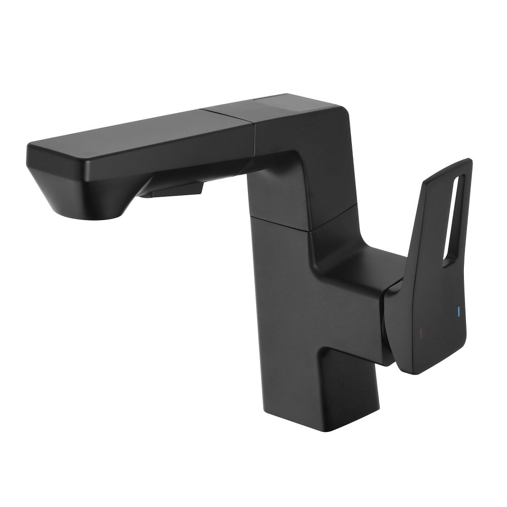 Matte Black Smart LED Bathroom Faucet - Temperature Digital Display, Pull Down Sprayer for RV and Home Sinks