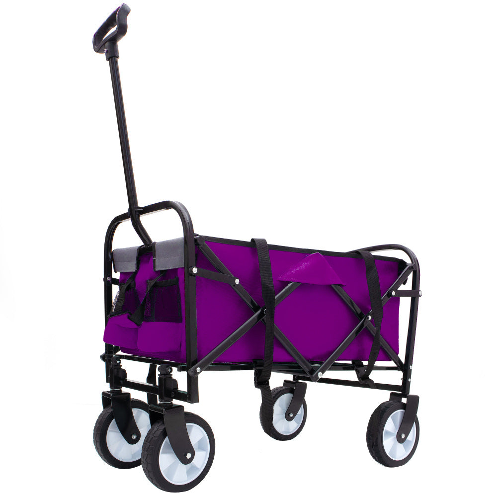 Minimeetall Strap Collapsible Foldable Wagon Cart with strapping system, Beach Wagon , Utility Cart , Utility Wagon Grocery Cart for Camping Shopping Sports Gardeing Fishing Supports 225lbs black