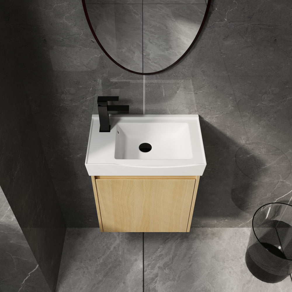 20" Wall-Mounted Bathroom Vanity with Ceramic Sink, Storage Cabinet with Doors,Bathroom Cabinet Set