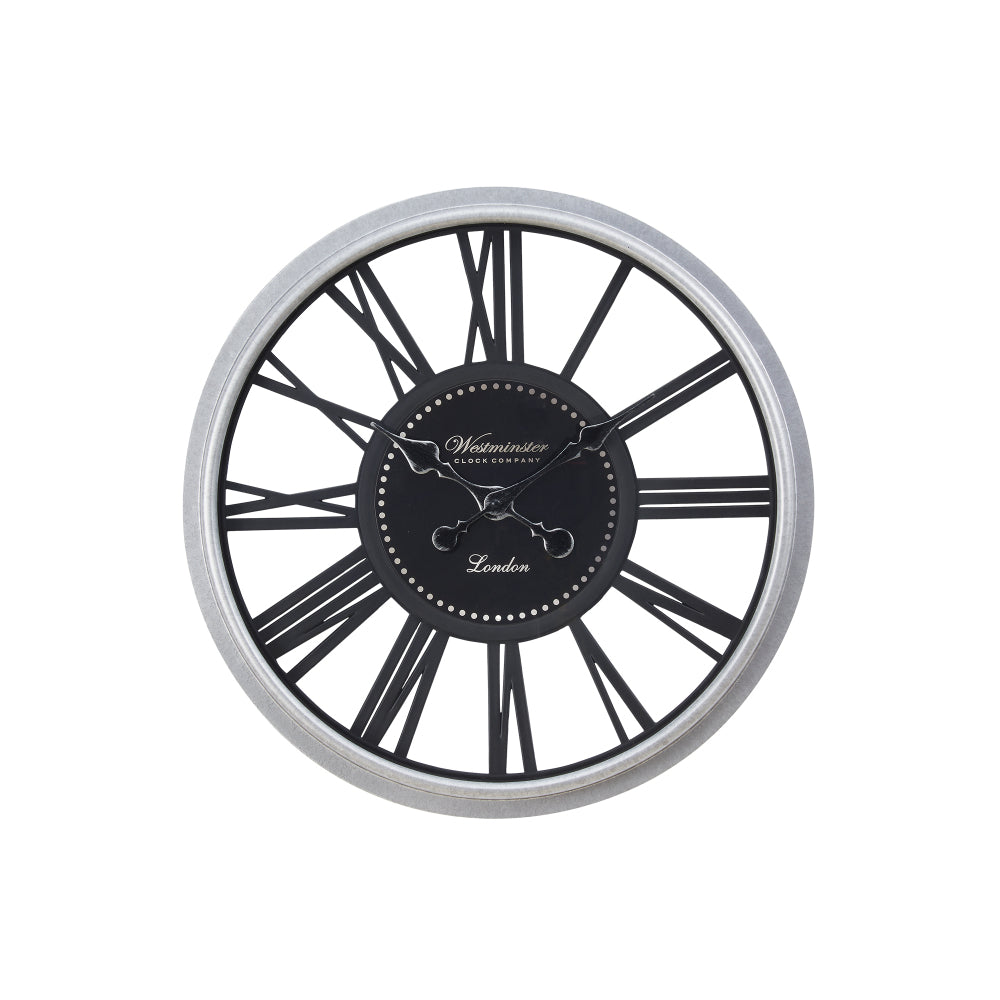 Clocks, 20" Round, Wall Clock, Black, Silver, Transitional