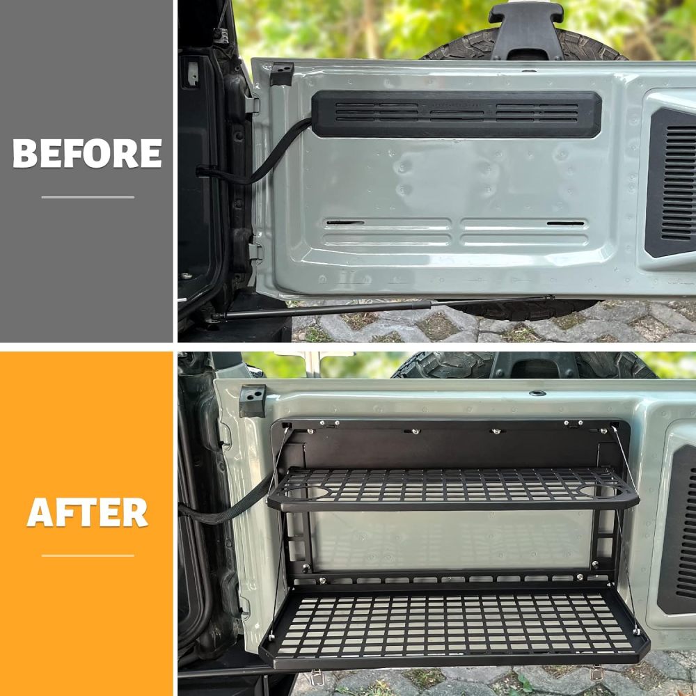 Tailgate Table Rear Foldable Cargo Shelf Aluminum Alloy Storage Shelf MOLLE Panel for Ford Bronco 2021-2024