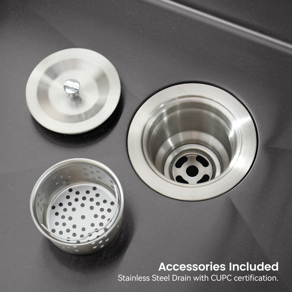 Stainless Steel Kitchen Sink, 30″x19″ Single Bowl, Undermount HandmadeSink in Black, with US Standard Drain and Hook, SS-BL-05