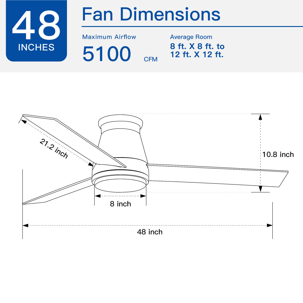 48" Bruched Nickel Lowe Profile Ceiling Fan with Light