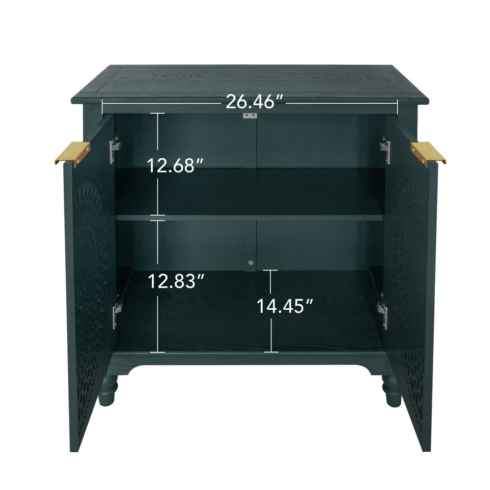 Hollow-Carved 2 Door Accent Cabinet  Sideboard Buffet Storage Cabinet with Adjustable Shelf  for  Entryway Living Room Bedroom