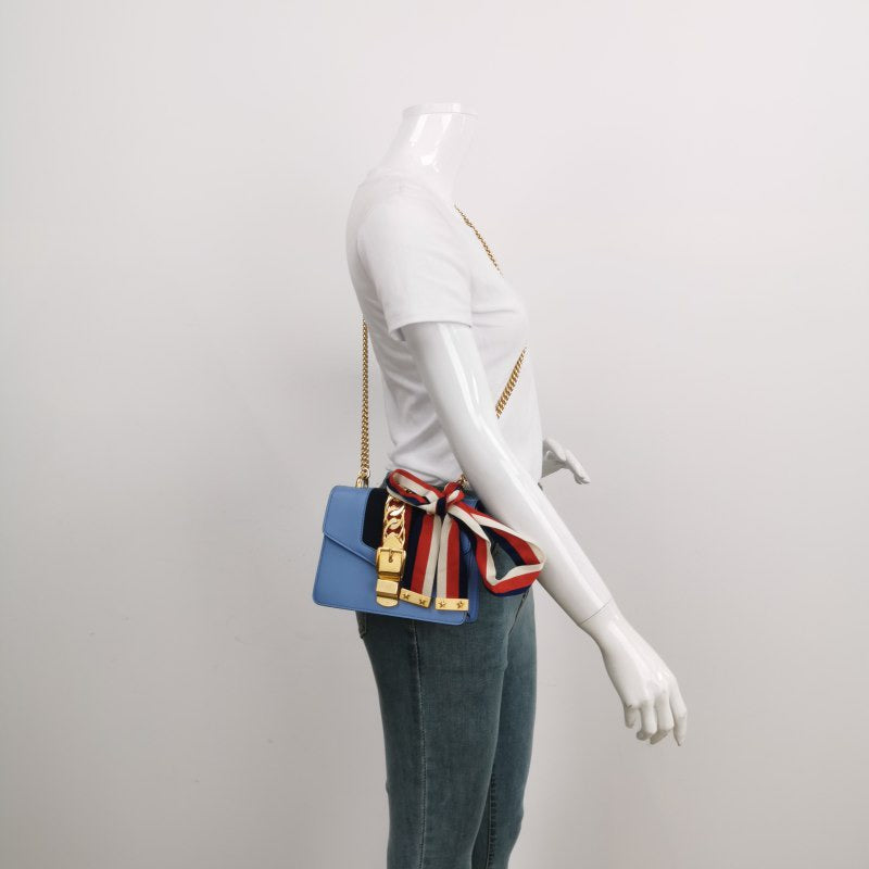 Gucci Sylvie Serbia Mini Cowhide Colorful Strap Metal Buckle Webbing Crossbody Bag Shoulder Bag