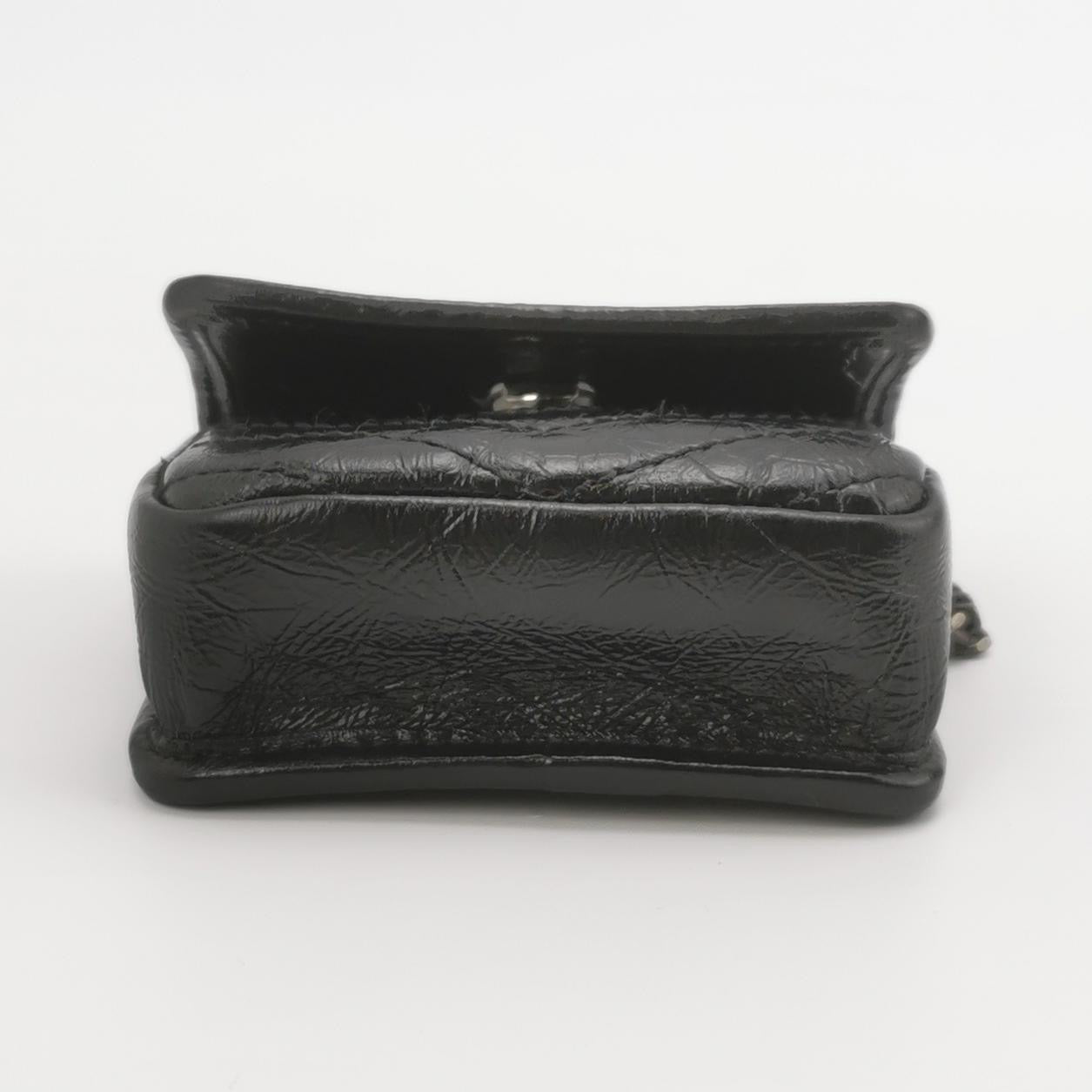 Saint Laurent NikiMicro Solid Color V Pattern in Waxy Leather, Shoulder Bag, YSL Logo Shoulder Bag