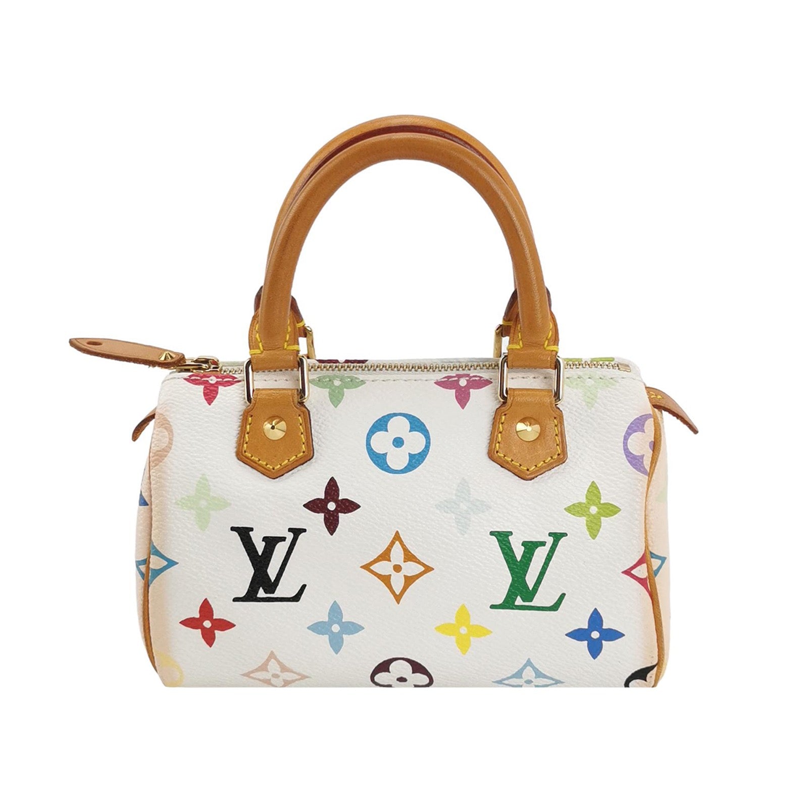Louis Vuitton（LV）SpeedyNano Vegetable Tanned Leather White Tri-color Boston Bag Handbag
