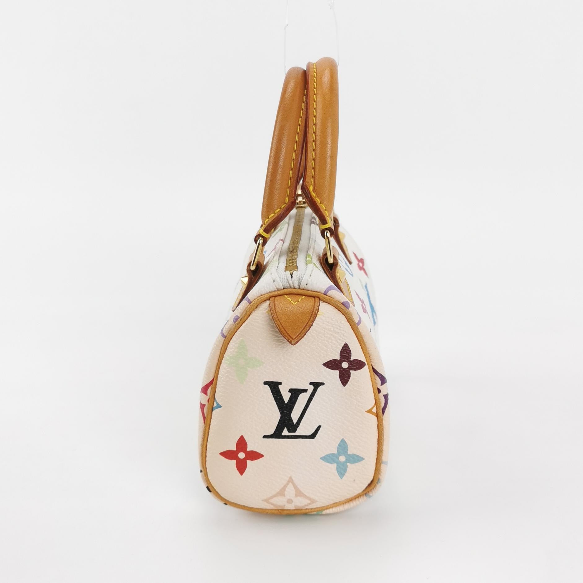 Louis Vuitton（LV）SpeedyNano Vegetable Tanned Leather White Tri-color Boston Bag Handbag