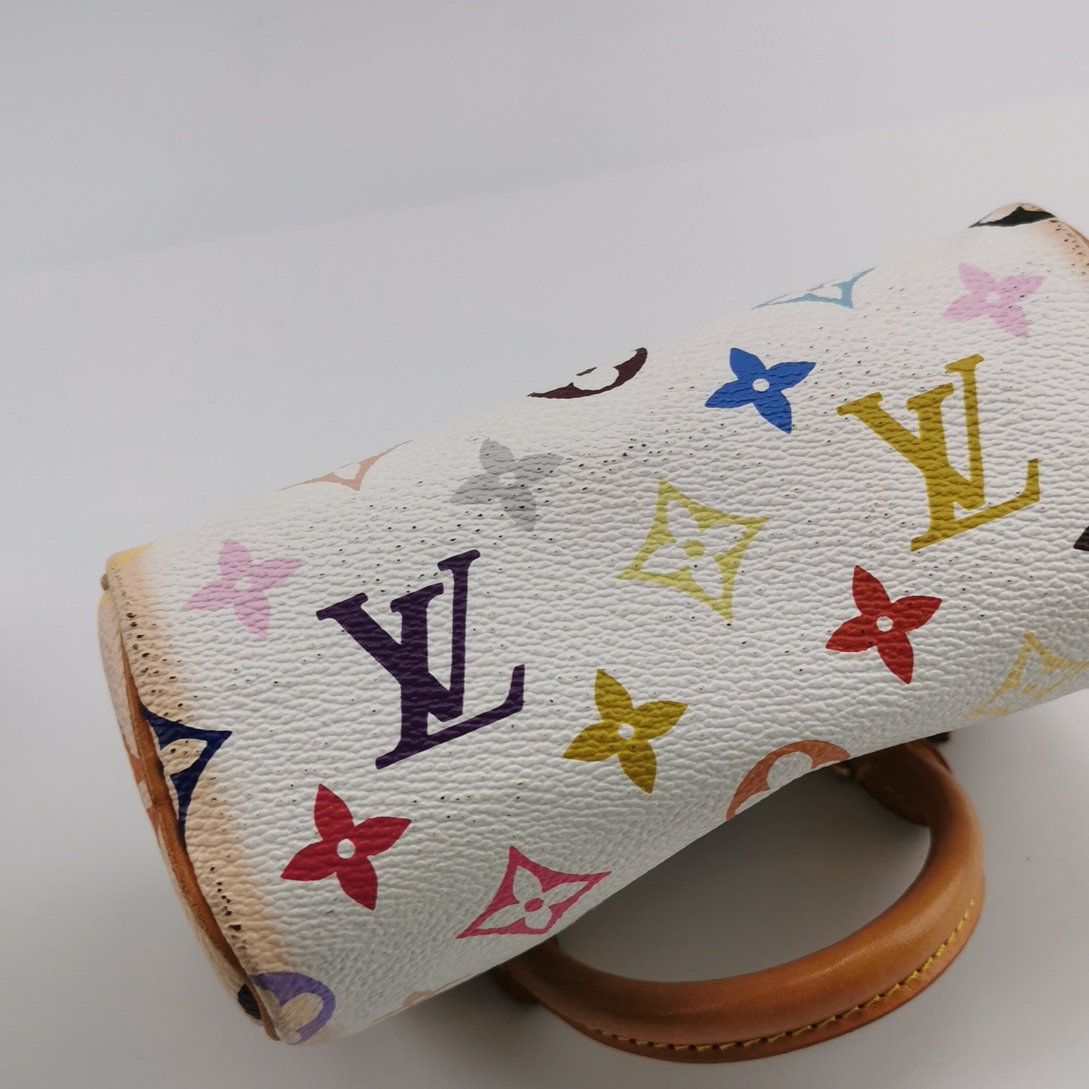 Louis Vuitton（LV）SpeedyNano Vegetable Tanned Leather White Tri-color Boston Bag Handbag