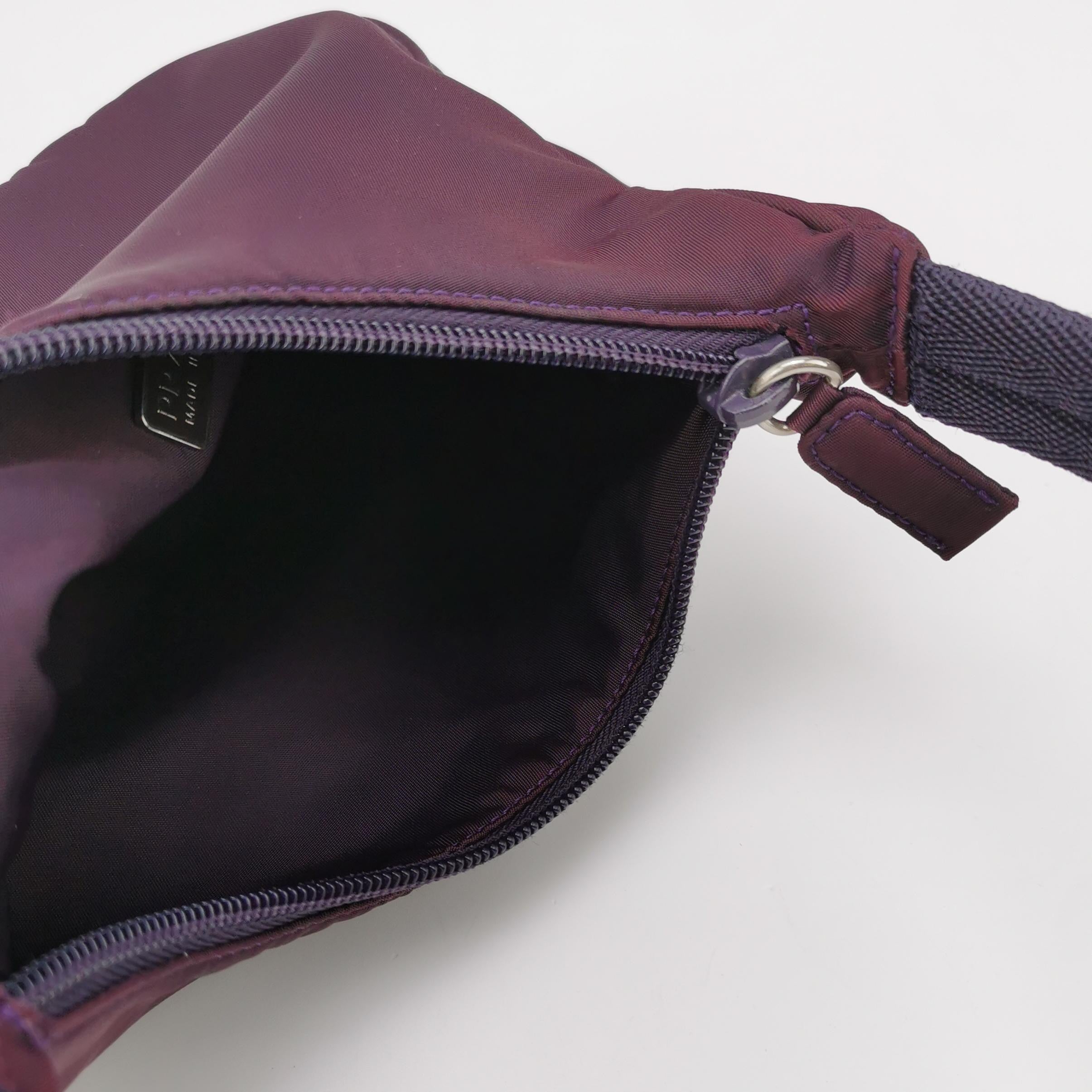 Prada Hobo Nylon Fabric Solid Color Triangle Logo Handbag
