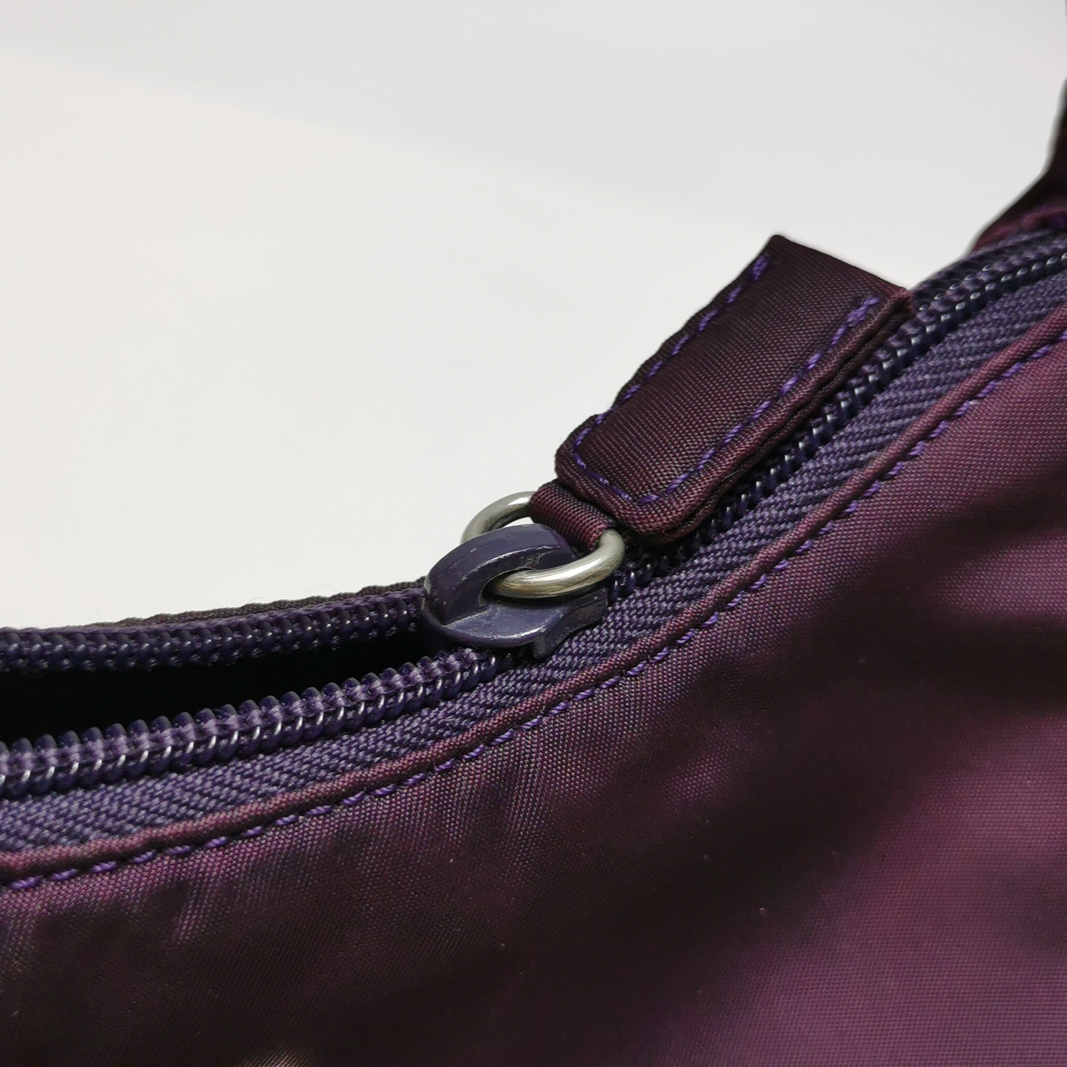 Prada Hobo Nylon Fabric Solid Color Triangle Logo Handbag