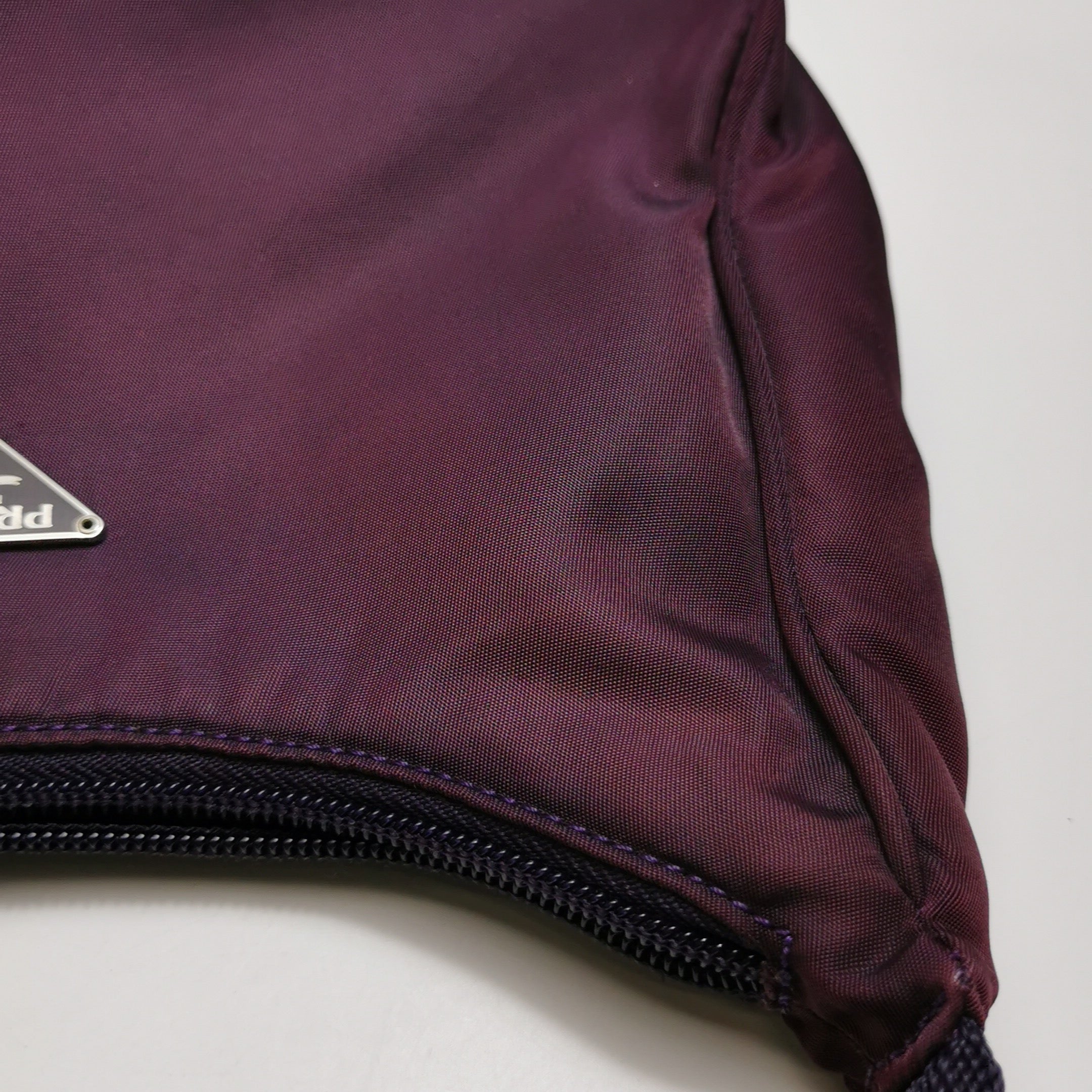 Prada Hobo Nylon Fabric Solid Color Triangle Logo Handbag