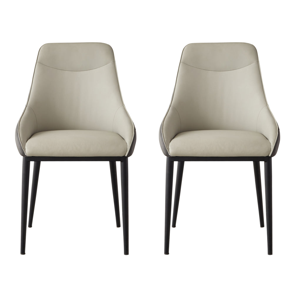Dining Chair Modern PU Leather Dining Room Chair with Sturdy Metal Legs, Upholstered Seat Dinner Chairs Accent Side Chairs for Indoor Kitchen Living Room (Black and Gray, Set of 2)