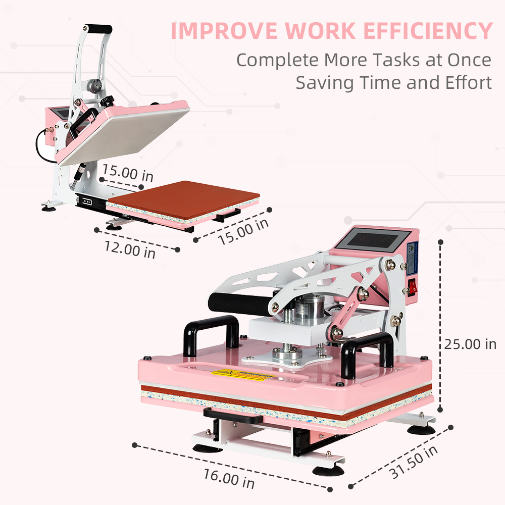 12x15 Semi-automatic Heat Press Machine With Auto Open and Slide-out base