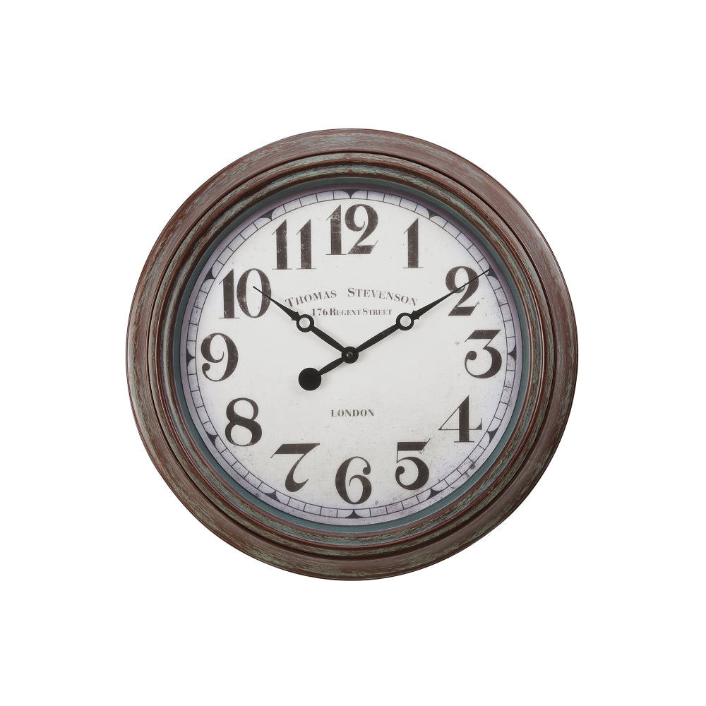 Clocks, 20" Round, Wall Clock, Antique Brown, Transitional
