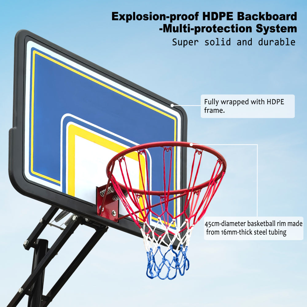 Portable Basketball Hoop for Youth Adults & Professional Match,Adjustable Height 8.04 ft to 10.01 ft,39 inch Backboard with Rebound System, Indoor/Outdoor Basketball Goal with Rebound Board and Wheels
