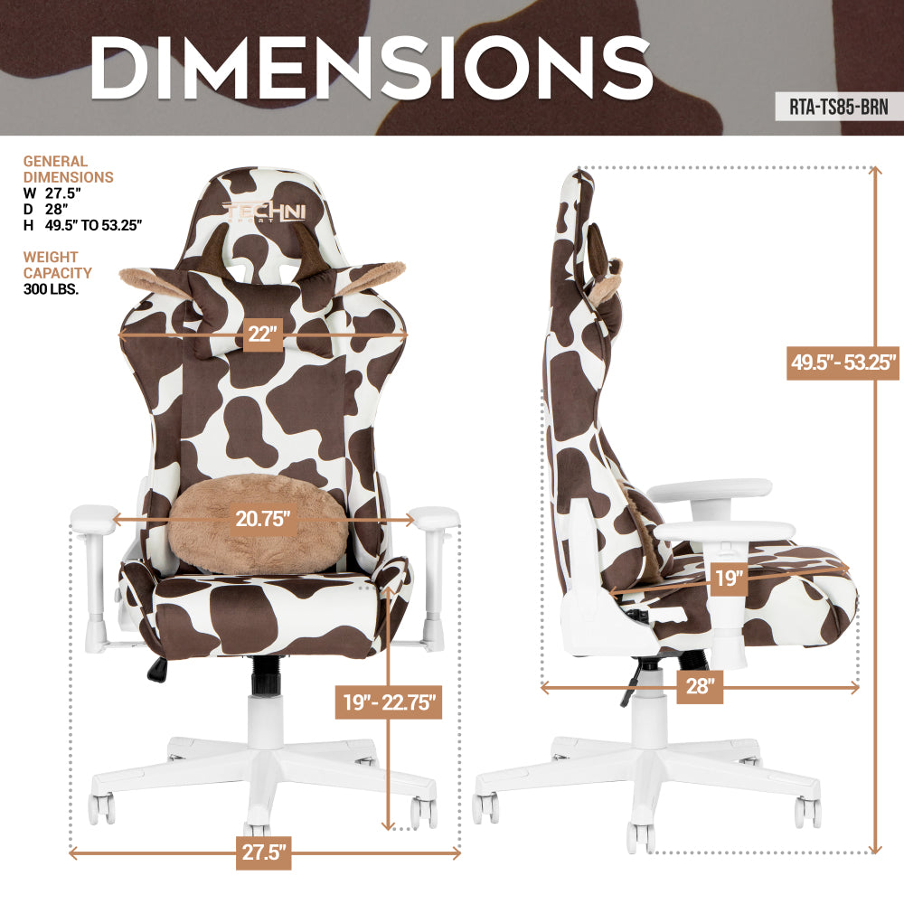 Techni Sport TS85 Brown COW Series Gaming Chair