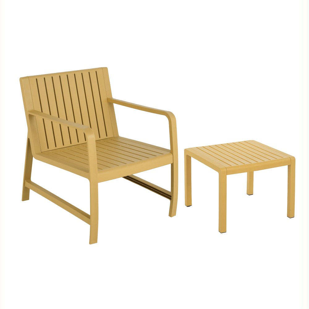 2-Piece Indoor/Outdoor Furniture set 1 Chairs & 1 Coffee Tables Waterproof PP Material - Easy Assembly Patio Conversation Set