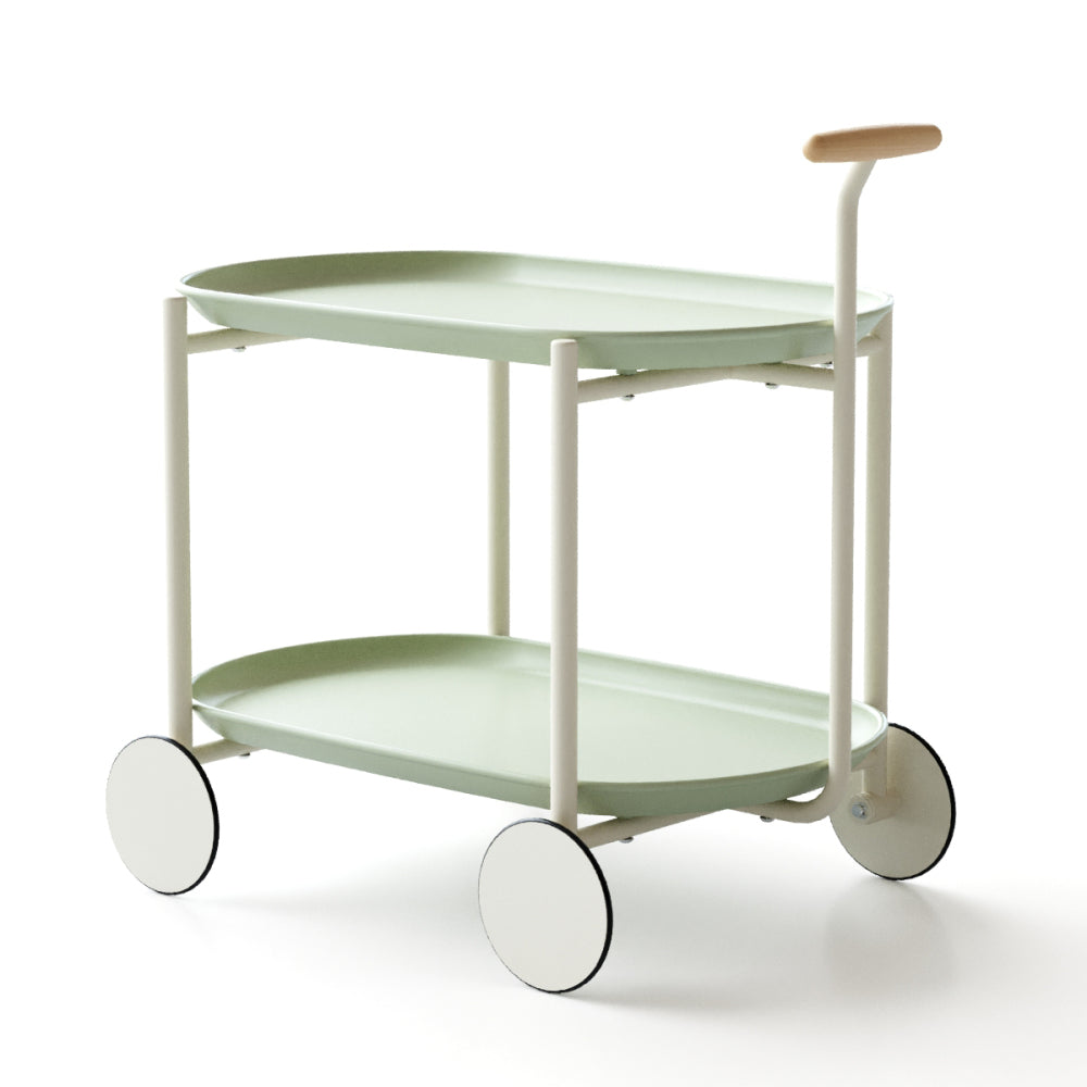 Moon storage cart (green) Nordic Internet celebrity mobile trolley kitchen simple double storage shelf living room sofa storage shelf