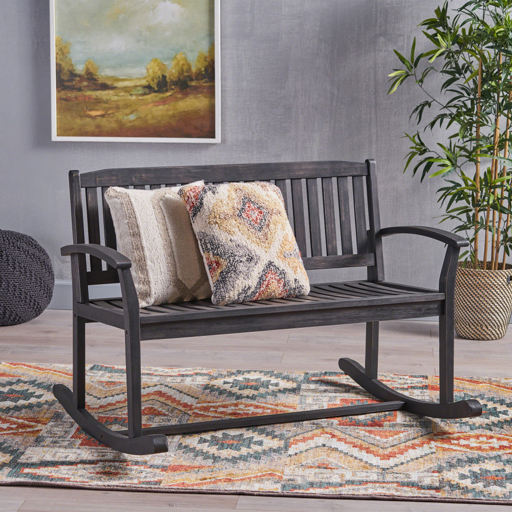 Baxter Rocking Loveseat  Acacia Wood