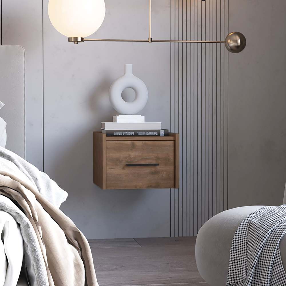 Black Wall-Mounted Floating Nightstand
