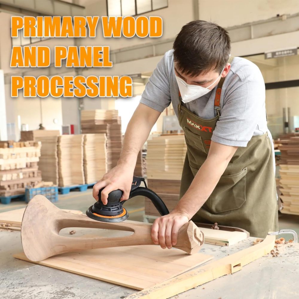 Electric 5mm Random Orbital Sander Brushless 350W 3A Multi-function Variable Speed Electric Corded Orbital Sanders Machine with 10 Sanding Paper for Woodworking (R7303-5.0mmOrbit)