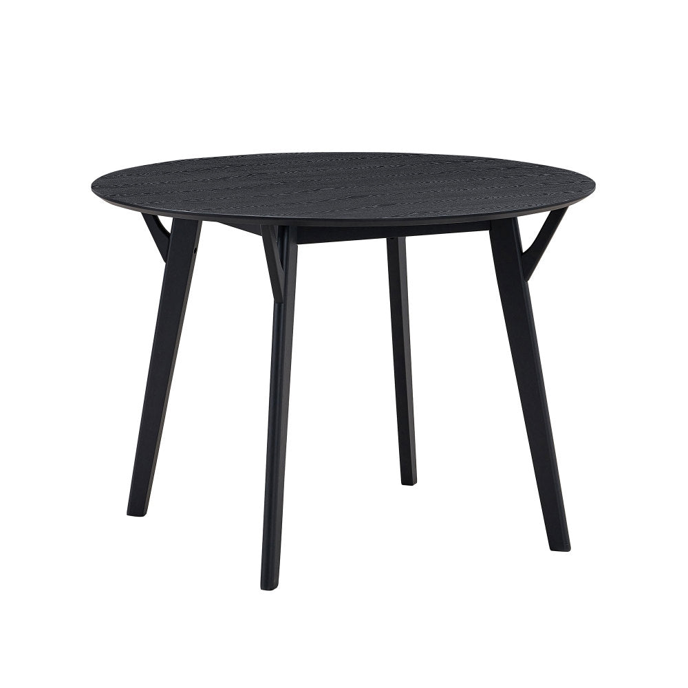 Wooden Dining Table Set, Modern Simple Design Round Kitchen Table and Fabric Upholstered Dining Chairs for Dining Room, Kitchen, Saving Space(1 Table with 4 Chairs),Black