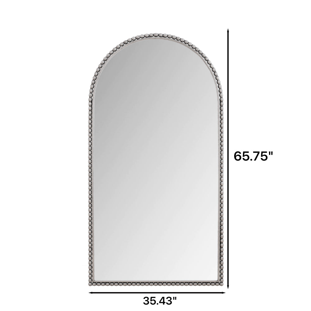 Iron Arch Retro Full Length Mirror With Supporting Feet, For Living Room, Bedroom (Silver)