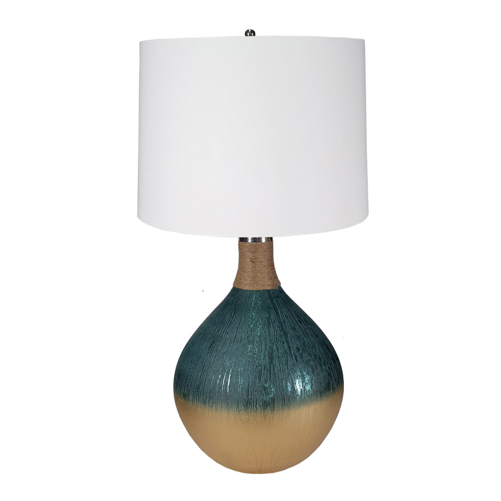 16x16x29.8" Gold and Black Table Lamp with Contemporary Disc Design