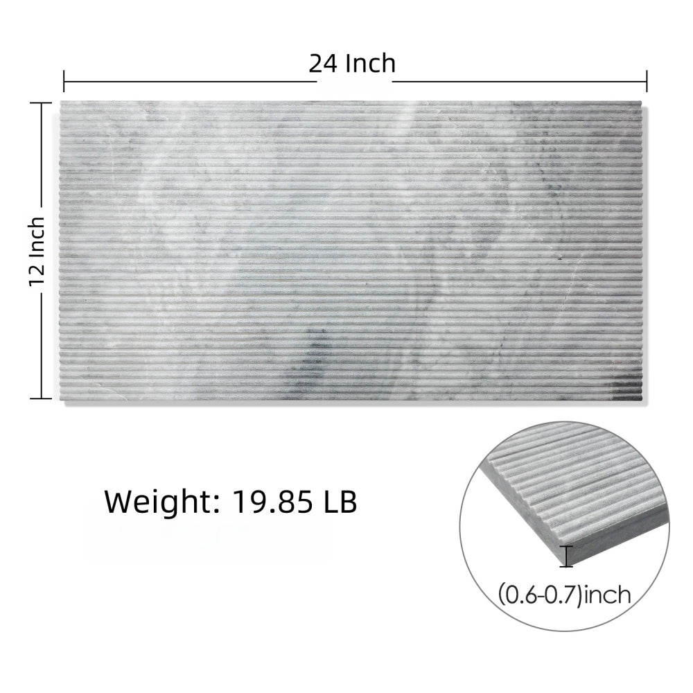 12*24 Carrara Marble, Gray marble, natural marble, for wall, OL textured finished, 3D fluted marble, natural stone, genuine marble, real marble, 1 box 4 pcs