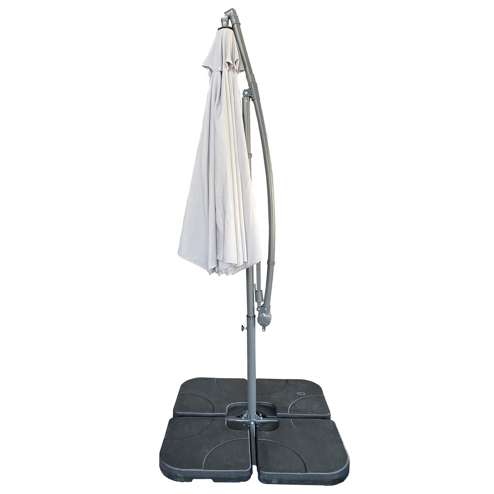 without Plastic base -10ft Offset Patio Umbrella - Offset Hanging Cantilever Patio Outdoor Market Umbrella Protection with Easy Tilt Adjustment and Crank for Pool Deck and Garden (Gray)