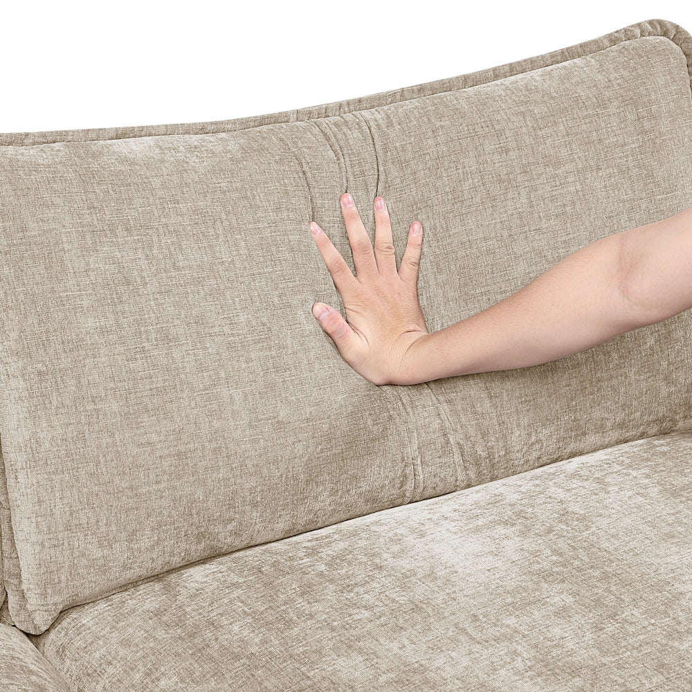 Modern Style Loveseat Plush Comfort Taupe Chenille Fabric Upholstery Contemporary Living Room Furniture 1pc Durable Plywood