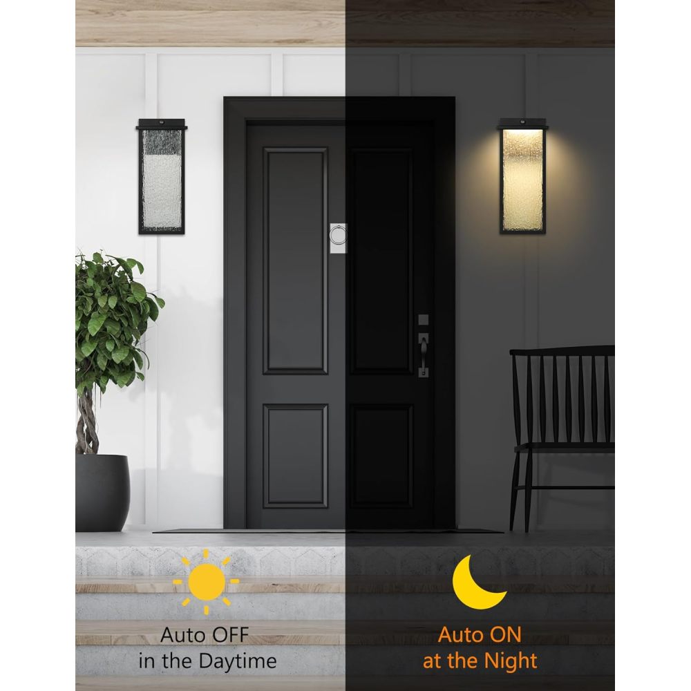 Outdoor Light Fixture Wall Light, Dusk to Dawn Outdoor Lighting Anti-Rust Wall Lantern Outside Wall Sconce, Integrated LED Porch Light for Garage Patio Doorway