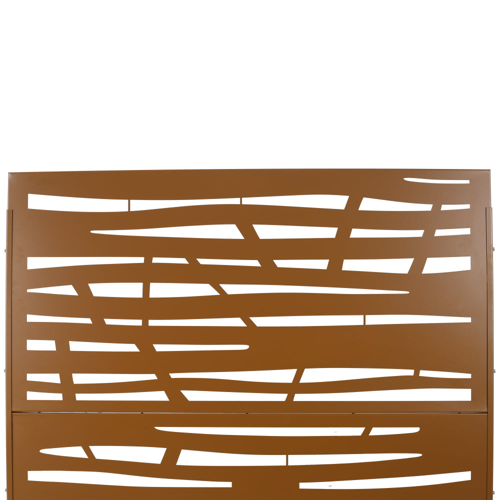 Outdoor & Indoor Privacy Screen Metal Privacy Screen 76" H×48" W, Freestanding Decorative Privacy Screen for Deck Balcony Patio, Privacy Fence Panels for Outside Lawn Garden PS109 BROWN