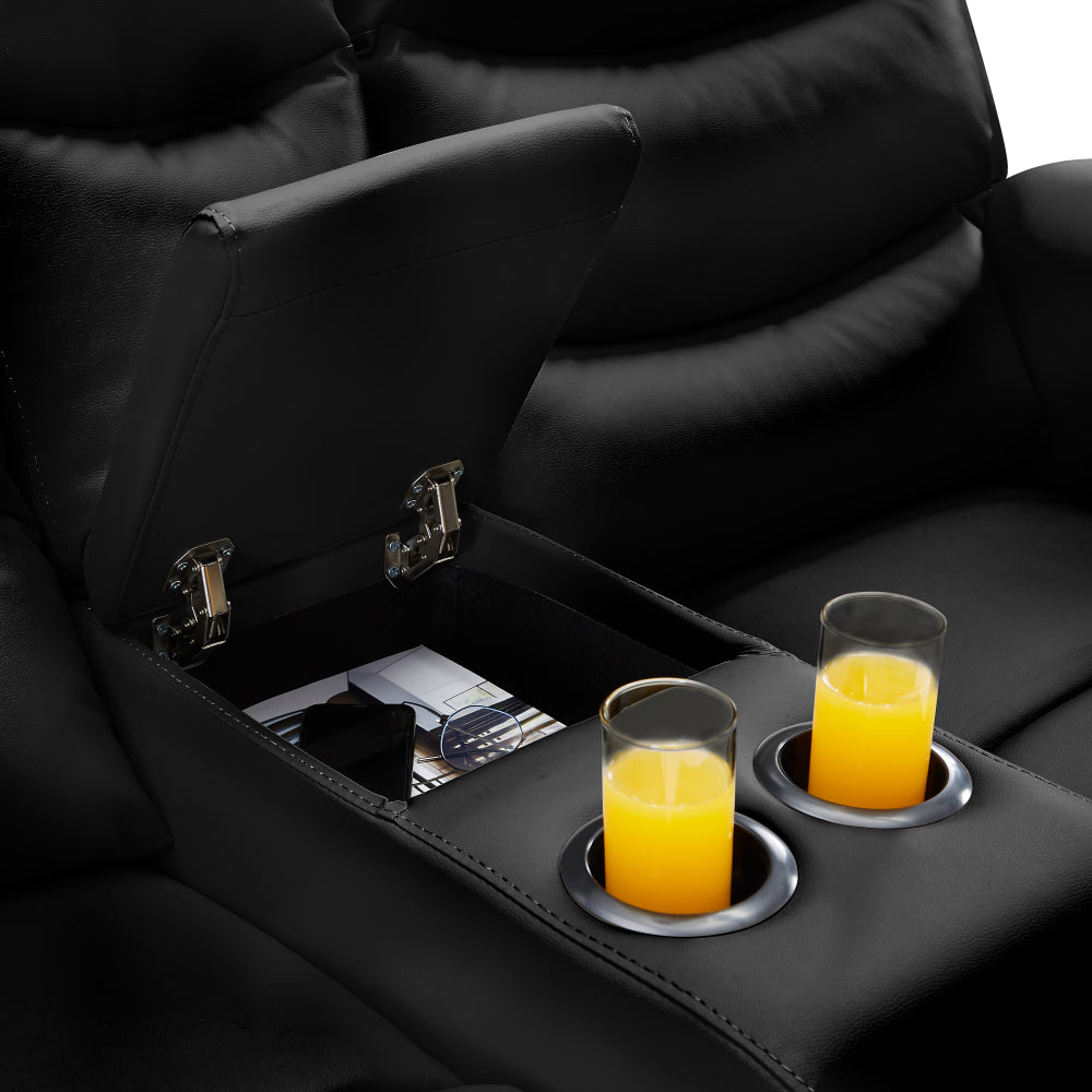 2-SEATER MOTION SOFA BLACK PU ( W22343699 / W223P149016 )