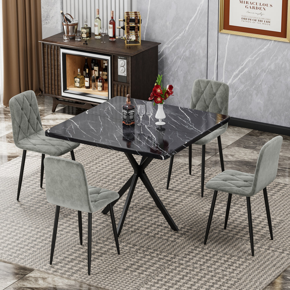 Square Dining Table, Mid Century Modern Square Dining Table for 4-6 Person, Coffee Table for Kitchen Dining Room, Office, Save Space