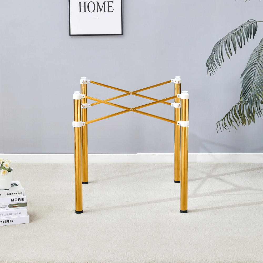 Simple Golden Stainless Steel Folding Table Frame - Multifunctional, Space-Saving.Folding Table Frame,Golden Stainless Steel Material,Only Table Leg.5.5*5.5*28.7~26.3*26.3*28.7 Inch.