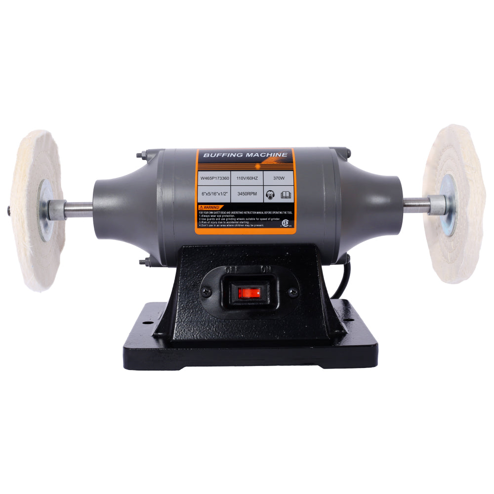 6-Inch Electric Polisher Bench Buffer Grinder  - Includes 4PCs 80Ply Thic Buffing Wheels  Ideal Benchtop Buffing Machine for Polishing  Metal, Jewelry, Knives, Wood, Jade, and Plastic.CSA Certificated