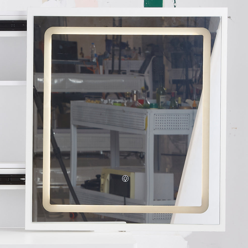 Middel Size 24"x22" Touch Control Sliding LED Mirror, Tri-color Switching, Brightness Adjustable White