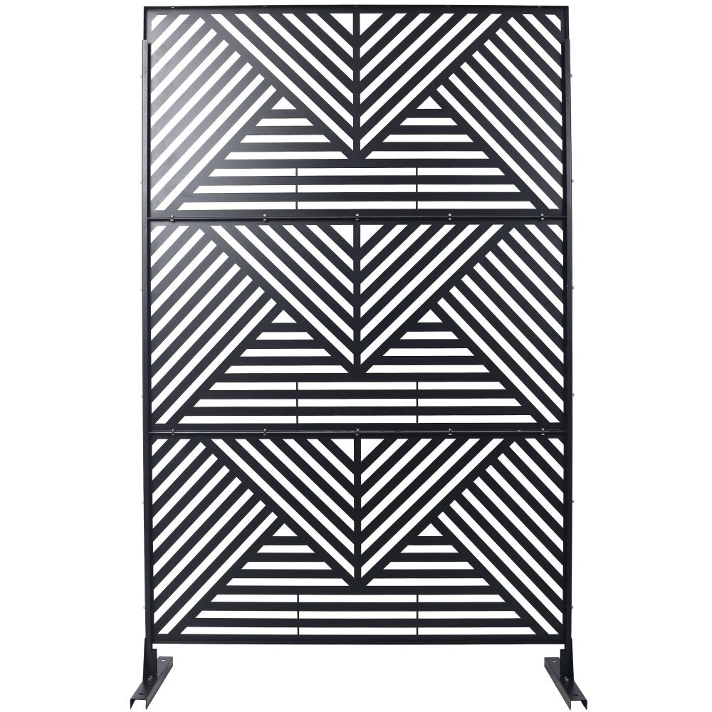 Outdoor & Indoor Privacy Screen Metal Privacy Screen 76" H×48" W, Freestanding Decorative Privacy Screen for Deck Balcony Patio, Privacy Fence Panels for Outside Lawn Garden PS101 BLACK