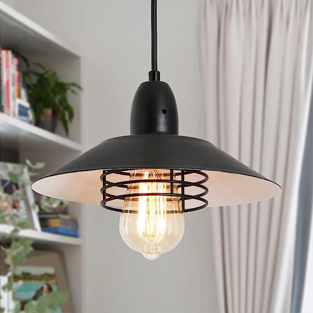 Industrial Pendant Lighting for Kitchen Island, Rustic Mini Cage Pendant Light, Farmhouse Pendant Lamp with Silver Grey Adjustable for Dining Room, Hallway, Entryway, Bedroom