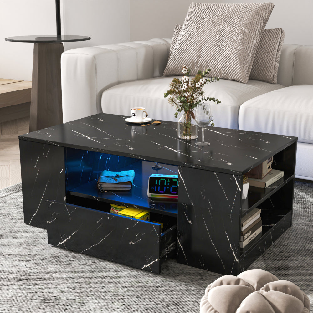 Coffee table with unique architectural shape,white