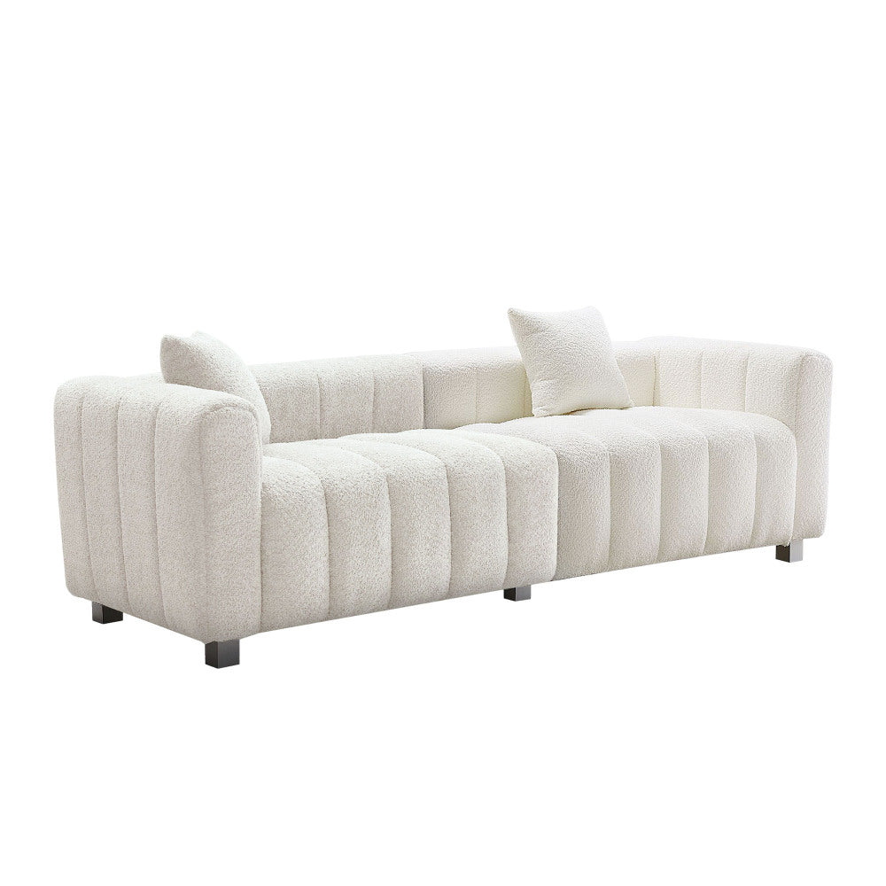 87.4'' Premium Velvet Sofa 3-Seater Loveseat, Modern Bubble Upholstered Couch with Metal Base Legs and 2 Pillows for Living Room, Bedroom.