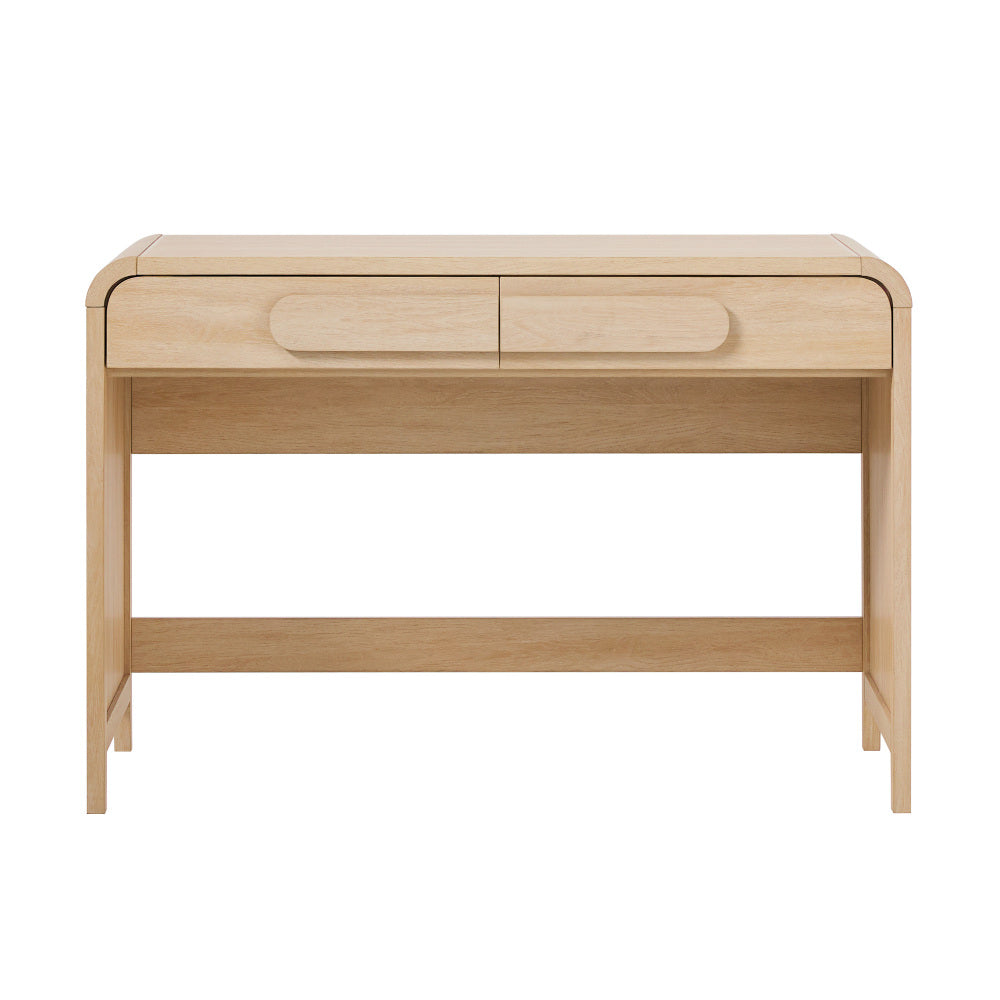 Modern Curved Waterfall Desk with Drawers - Oak
