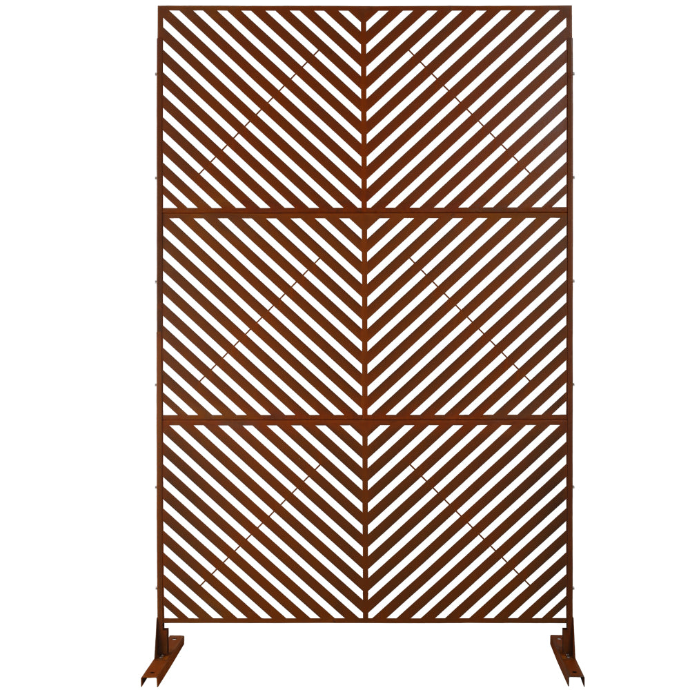 Outdoor & Indoor Privacy Screen Metal Privacy Screen 76" H×48" W, Freestanding Decorative Privacy Screen for Deck Balcony Patio, Privacy Fence Panels for Outside Lawn Garden PS113 RUSTY